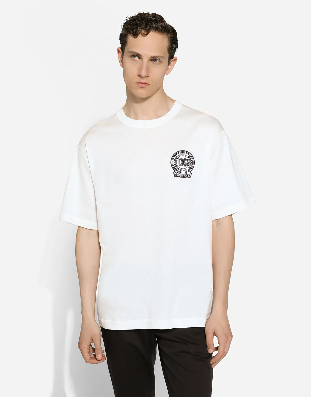 Cotton T-shirt with logo embroidery print