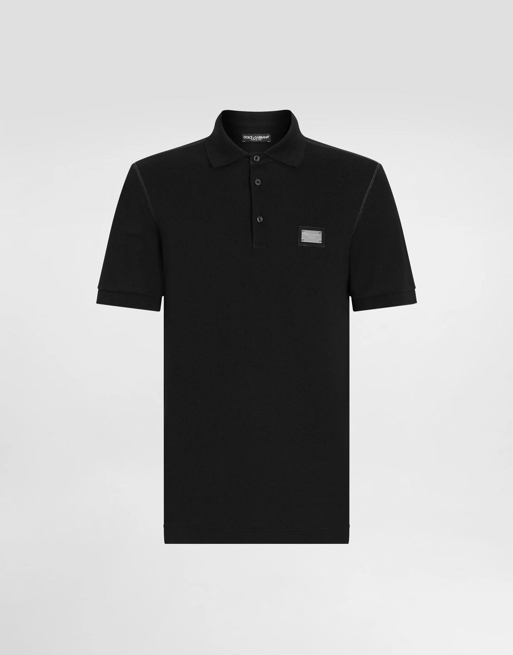 Cotton piqué polo-shirt with branded tag