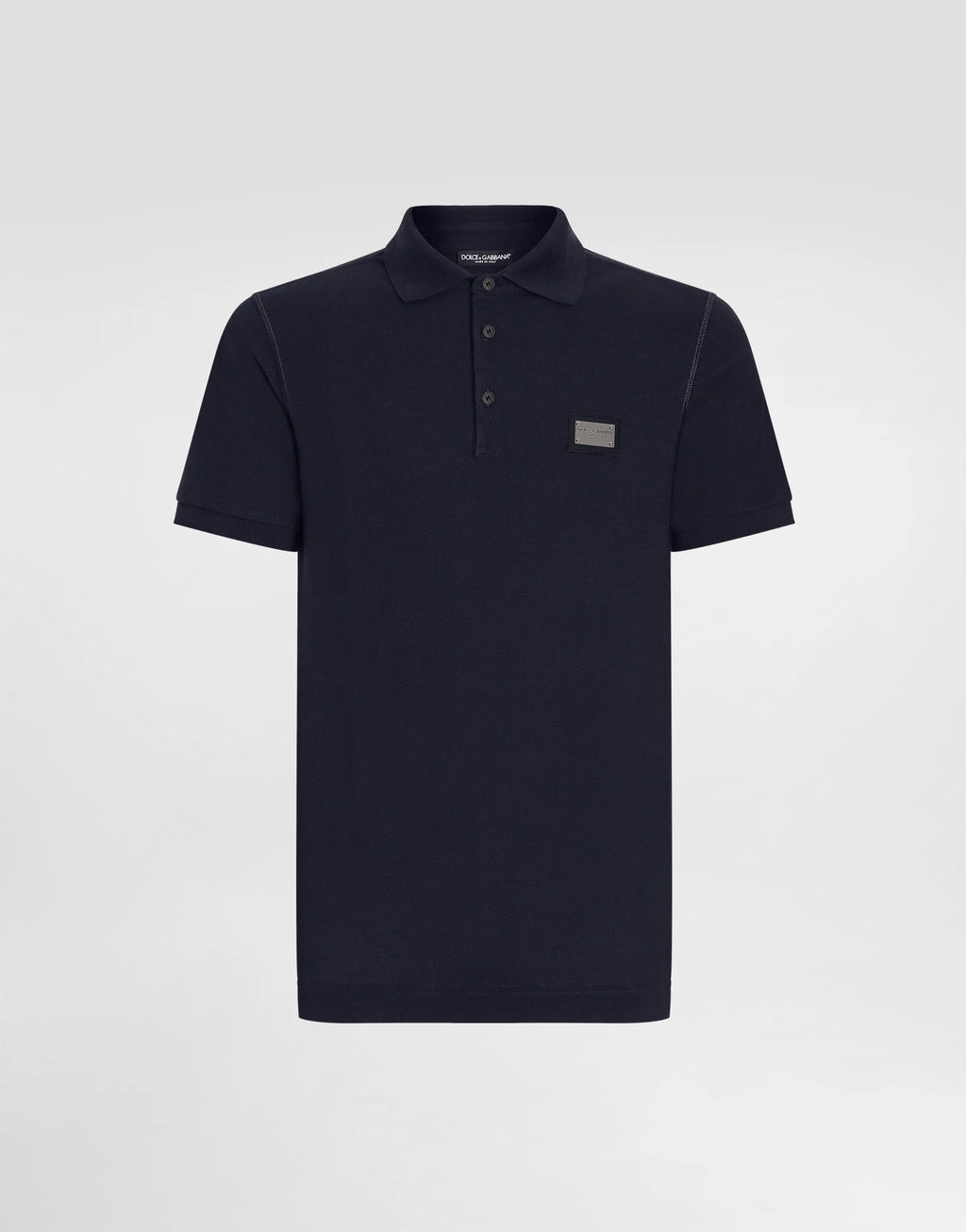 Cotton piqué polo-shirt with branded tag